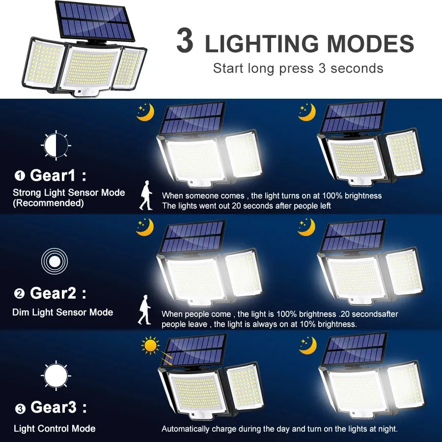 🌞 Solar Light Outdoor | 328/348 LED Super Bright Motion Sensor | IP65 Waterproof with 3 Lighting Modes for Garden, Wall & Patio