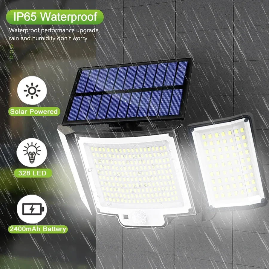 🌞 Solar Light Outdoor | 328/348 LED Super Bright Motion Sensor | IP65 Waterproof with 3 Lighting Modes for Garden, Wall & Patio