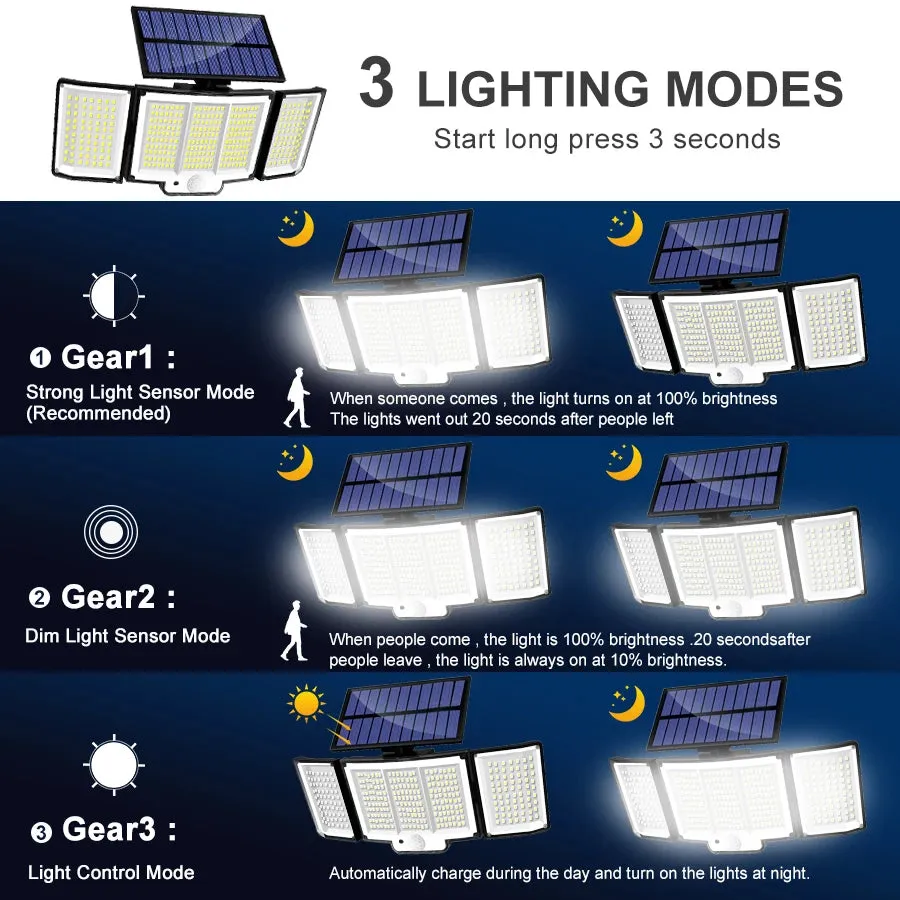 🌞 Solar Light Outdoor | 328/348 LED Super Bright Motion Sensor | IP65 Waterproof with 3 Lighting Modes for Garden, Wall & Patio