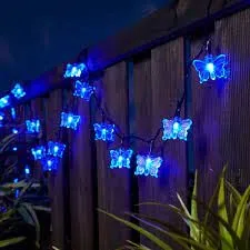 10 Blue LED Butterfly String Lights Battery Operated