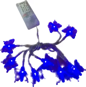 10 Blue LED Butterfly String Lights Battery Operated