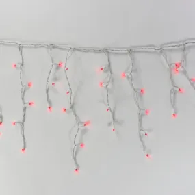 100-light Red 5mm LED Icicle Lights, White Wire