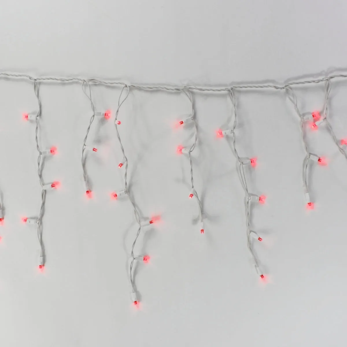 100-light Red 5mm LED Icicle Lights, White Wire