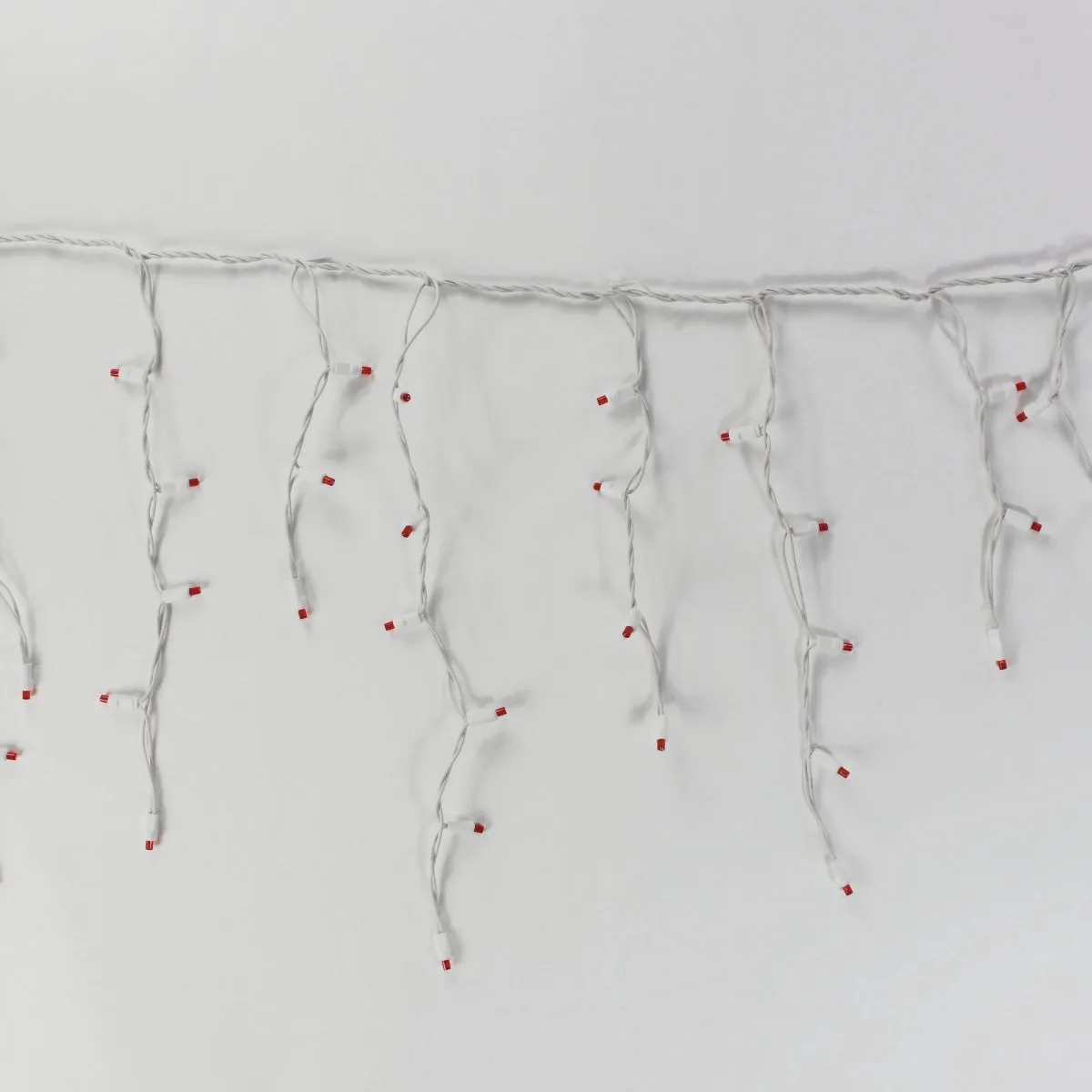 100-light Red 5mm LED Icicle Lights, White Wire