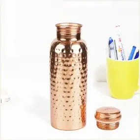 100% Pure Copper Water Bottle, 700ml, Hammered, Healthy, Toxin-free,Builds Immunity, Doctor Approved