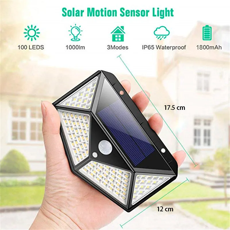 114 LED 3 Mode Motion Solar Outdoor Wall Light