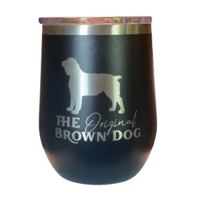 12 oz Stemless Wine Tumbler - Boykin Spaniel Outfitters Original Brown Dog Engraved (2 colors)