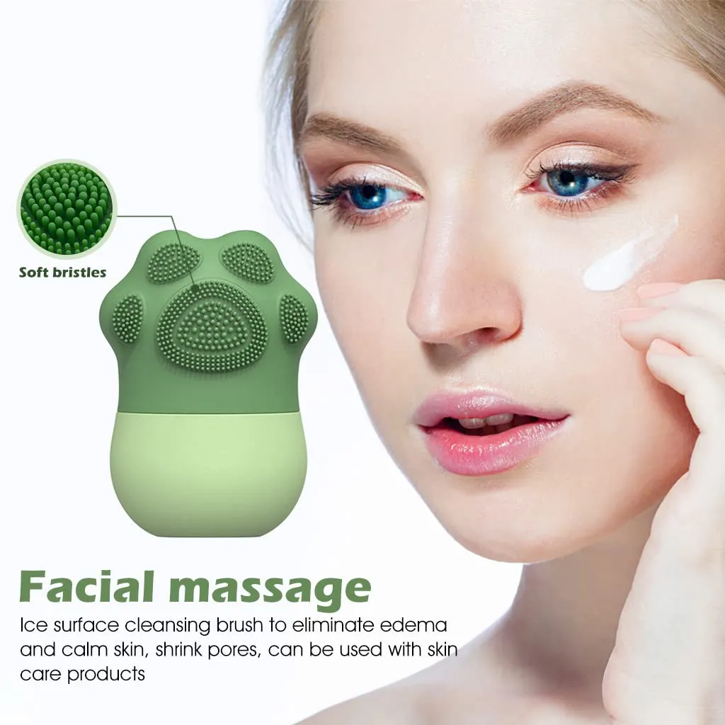 1226A Ice Roller for Face Massage & Eye, Anti-Leak Silicone Ice Face Roller Ice Mould With Cleansing Brush, Ice Facial Roller for Eliminate Edema & Calm Skin, Shrink Pore, Women Skin Care