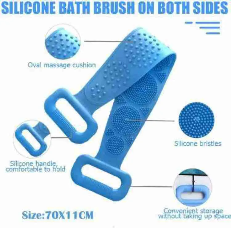 1302 Silicone Body Back Scrubber Double Side Bathing Brush for Skin Deep Cleaning