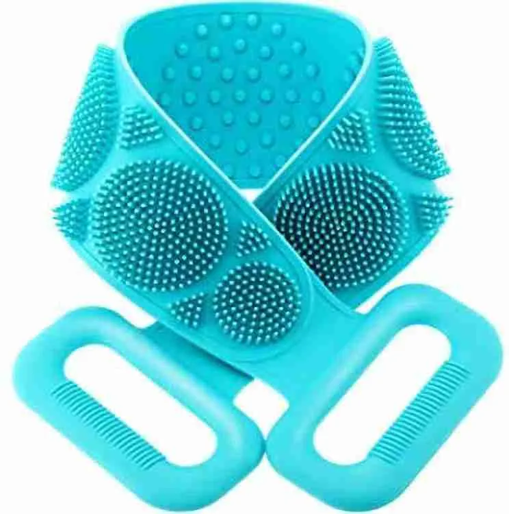 1302 Silicone Body Back Scrubber Double Side Bathing Brush for Skin Deep Cleaning