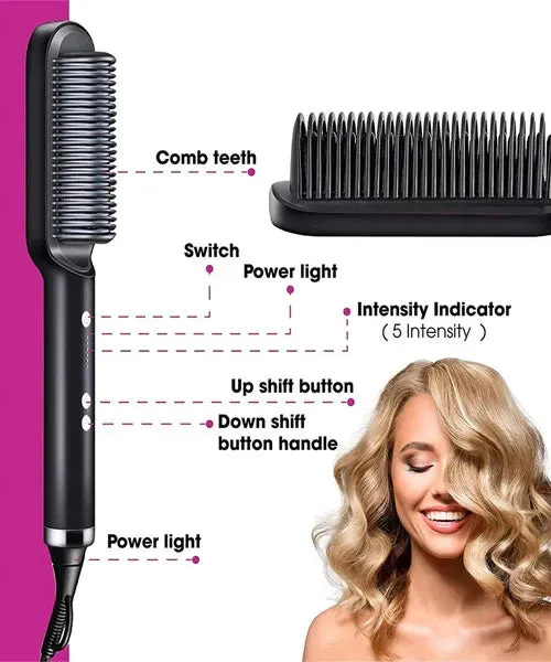 2 in 1 Hair Straightener Comb & Curler