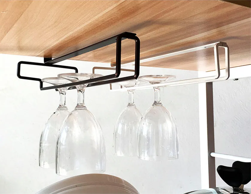 2 Pack Under Cabinet Stemware Holder - Black