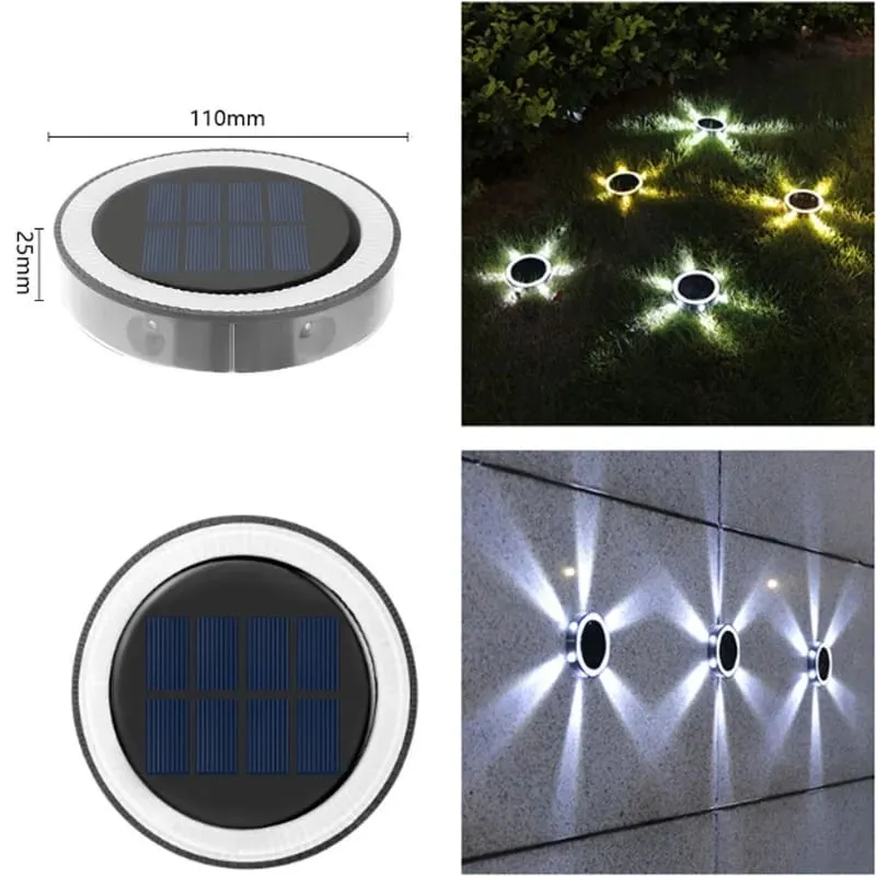 2 Pcs Solar Wall Light Outdoor Garden Deck Round Petal Fence Light S4884984