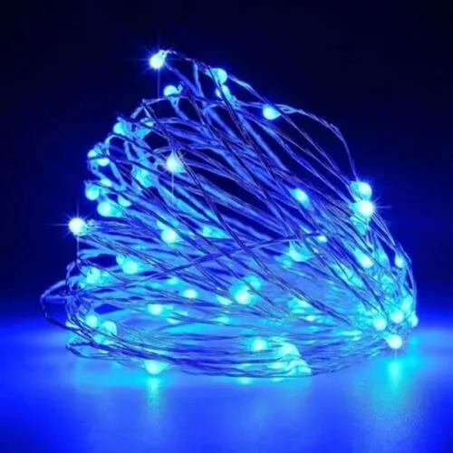 20 Battery Operated LED String Lights on Copper Wire Christmas Tree Lights (Blue)