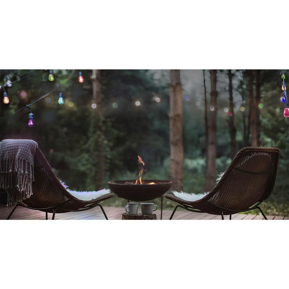 24 Feet LED String Light, 12 S14 bulbs, Warm White 2200K, 120V, Indoor/Outdoor, White Cord