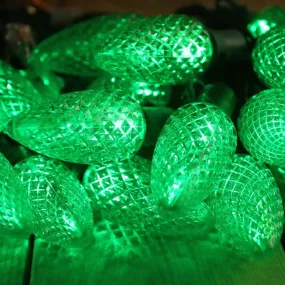 25-light C9 Green LED Christmas Lights, 8" Spacing Green Wire