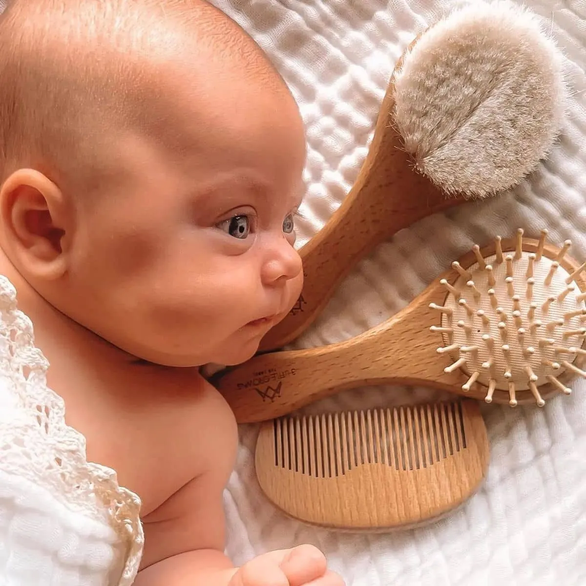 3 Little Crowns Wooden Baby Brush Set