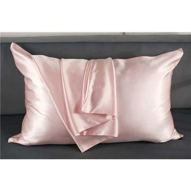 30 Momme silk pillowcase - queen - hidden zip - Pink