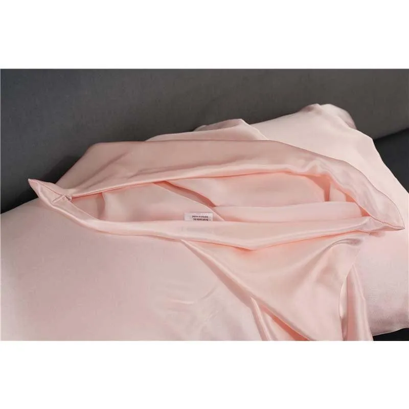 30 Momme silk pillowcase - queen - hidden zip - Pink