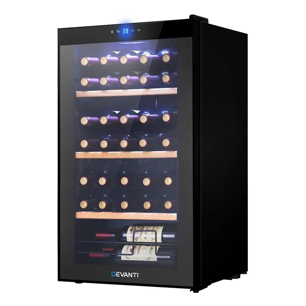 34-Bottle Wine Cooler, UV-Resistant Glass, Devanti