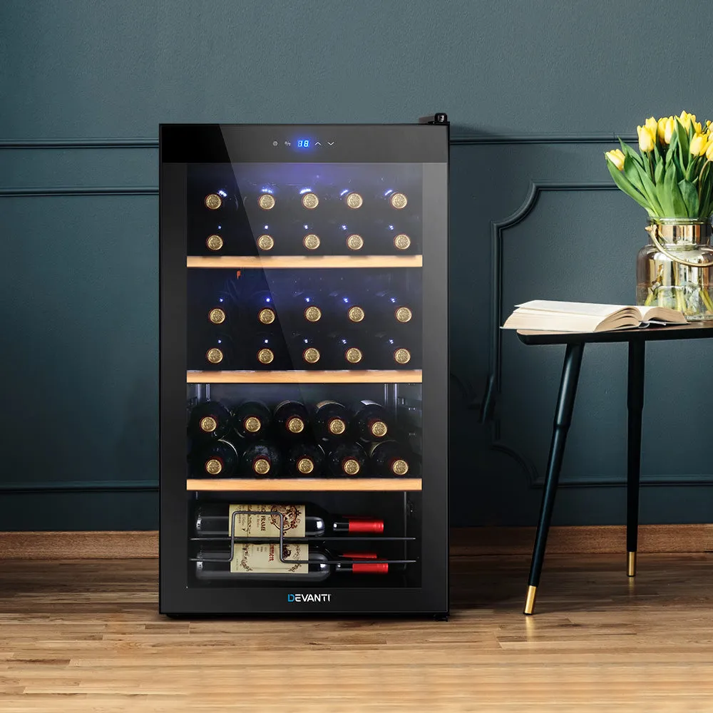 34-Bottle Wine Cooler, UV-Resistant Glass, Devanti