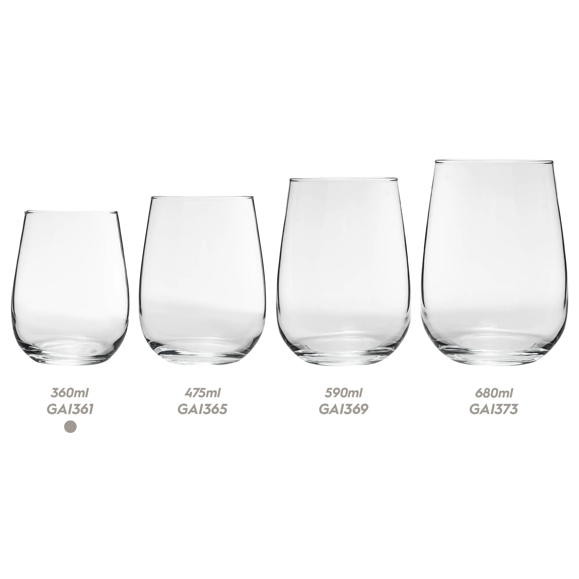 360ml Gaia Stemless Wine Glasses - Pack of Six - By LAV