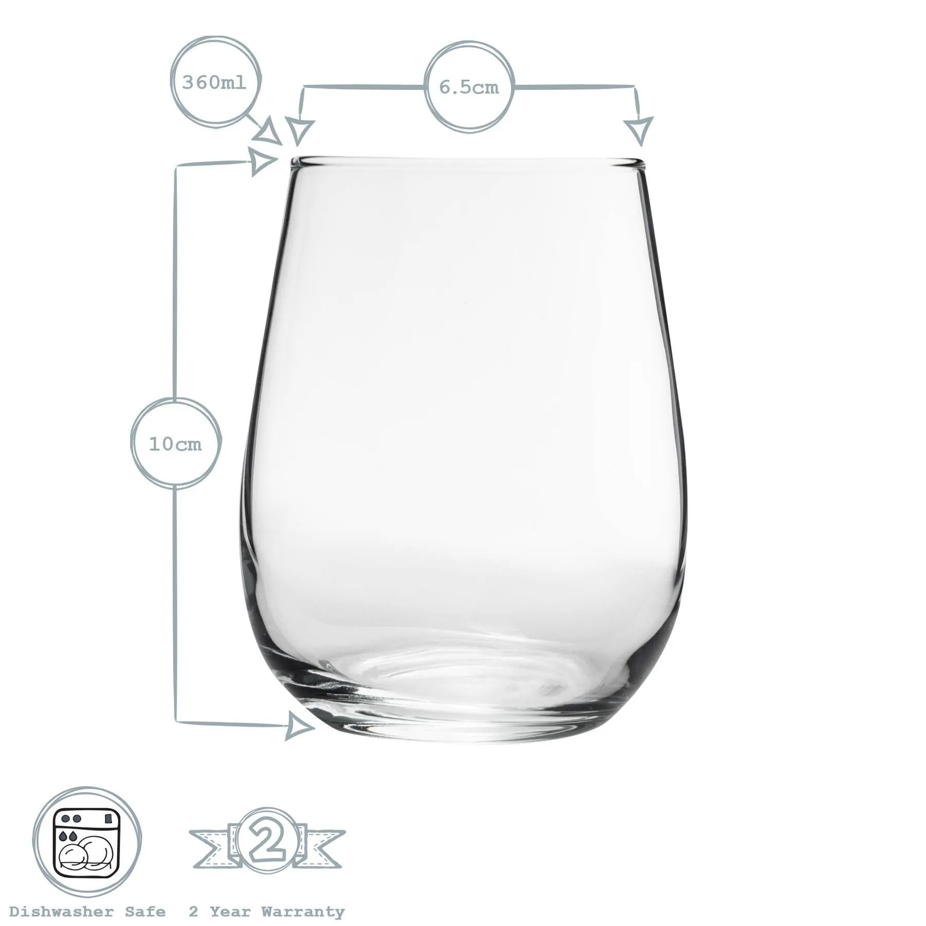 360ml Gaia Stemless Wine Glasses - Pack of Six - By LAV