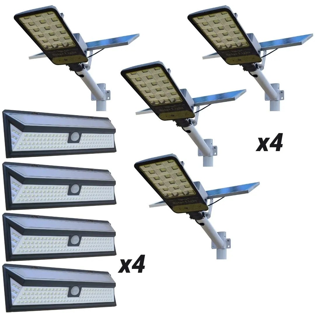 4 500W Solar Street Lights   4 118 LED Solar Lights