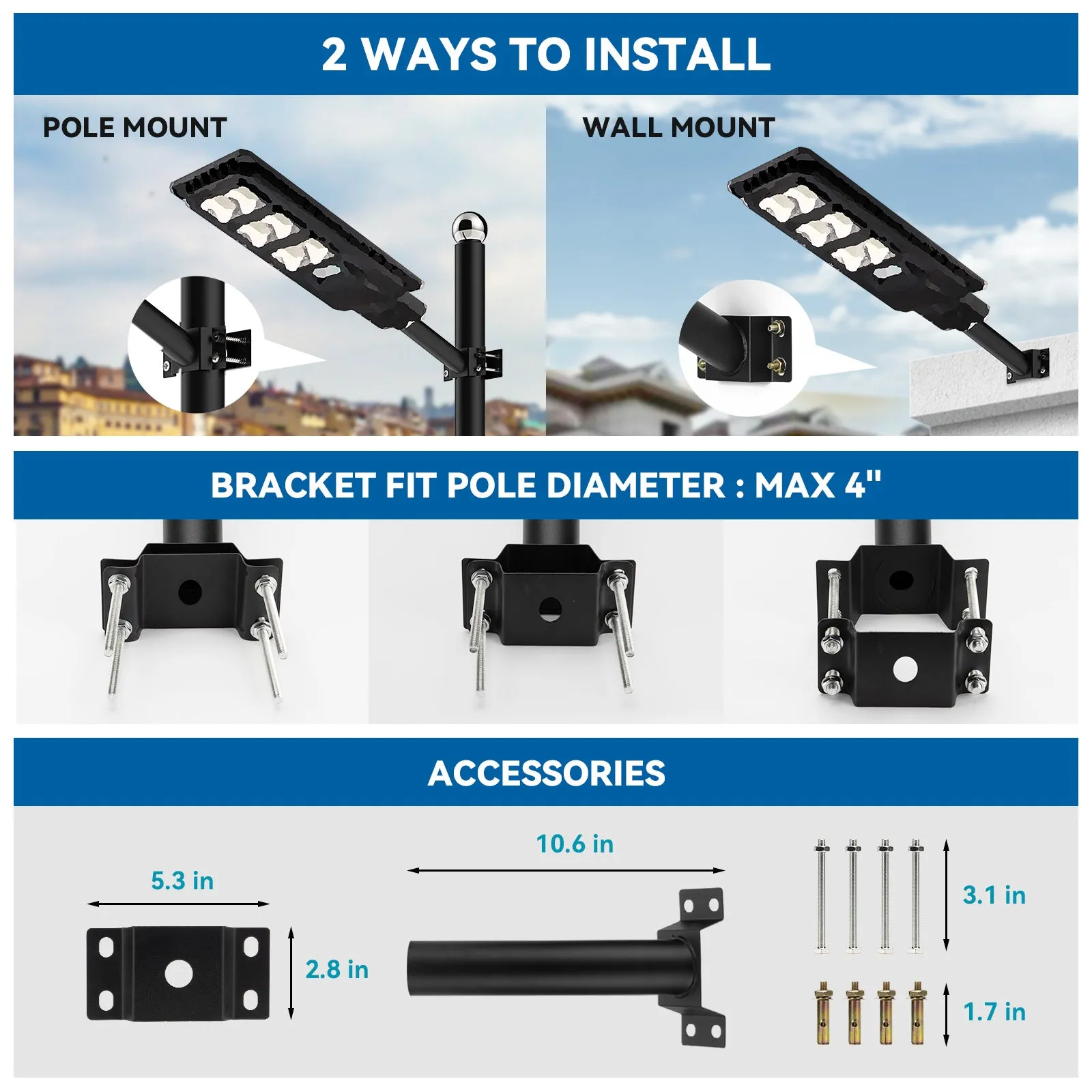 4 Pack 200W solar street lights 20000 lumens -Grey