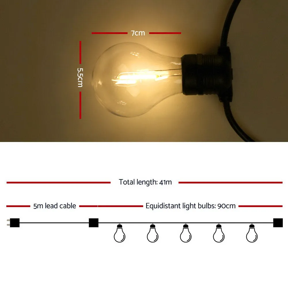 41m LED Festoon String Lights 40 Bulbs Kits Wedding Party Christmas