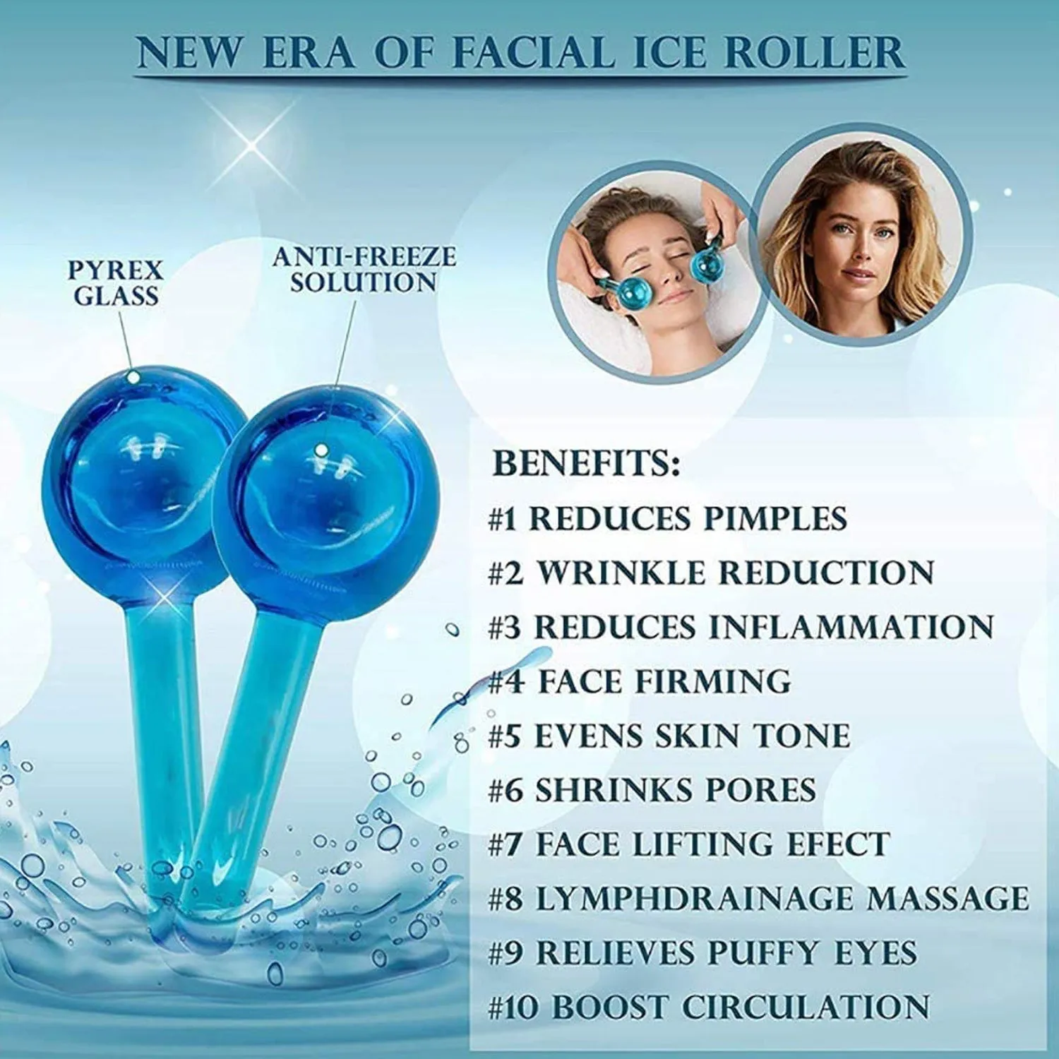 6200 Facial Massage Ice Ball Face Massager Ball Ice Face Roller Crystal Eyes Massager