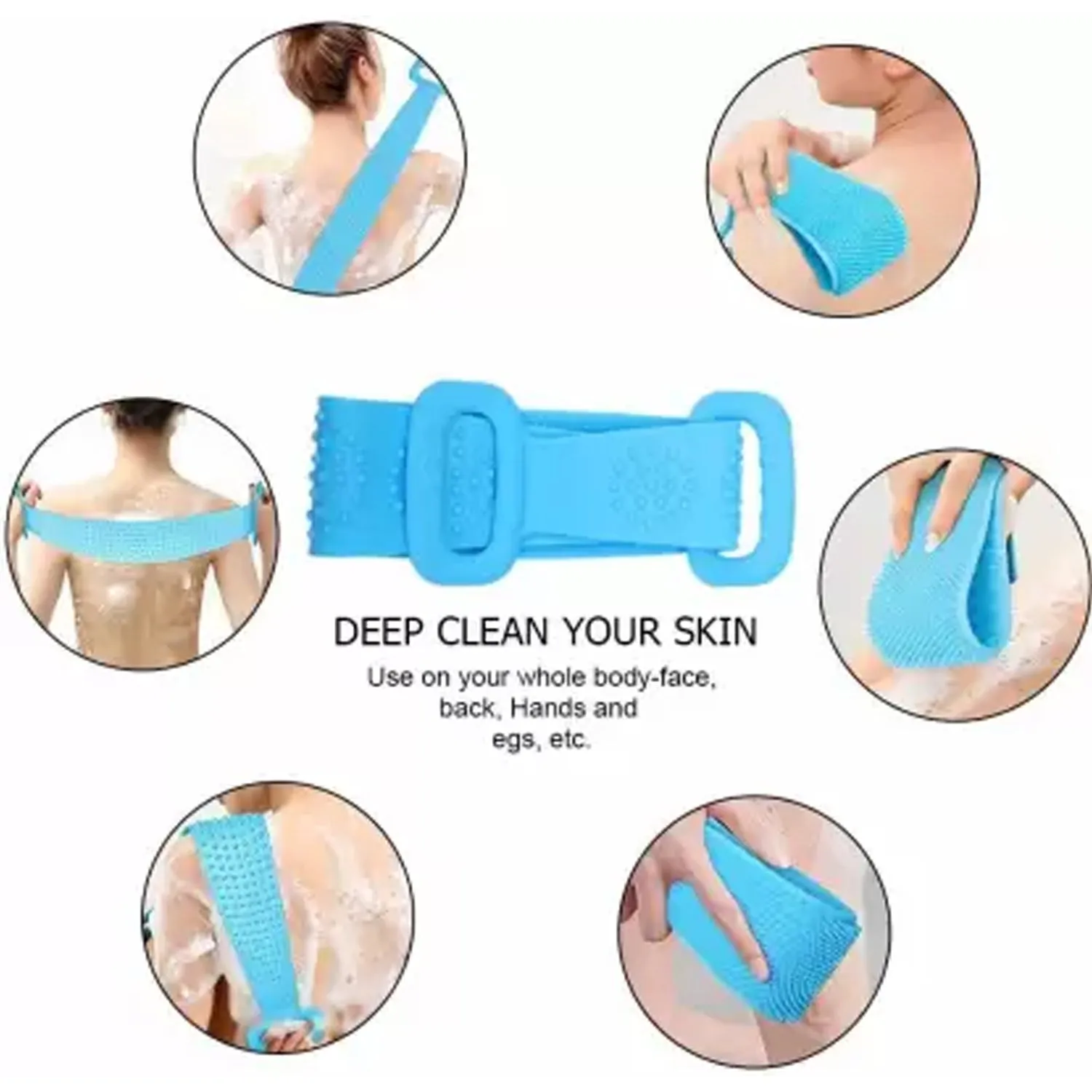 6637 Silicone Body Back Scrubber, Double Side Bathing Brush for Skin Deep Cleaning Massage.