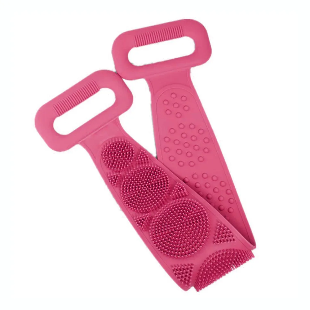 7275 Silicone Body Back Scrubber Double Side Bathing Brush for Skin Deep Cleaning, Scrubber Belt