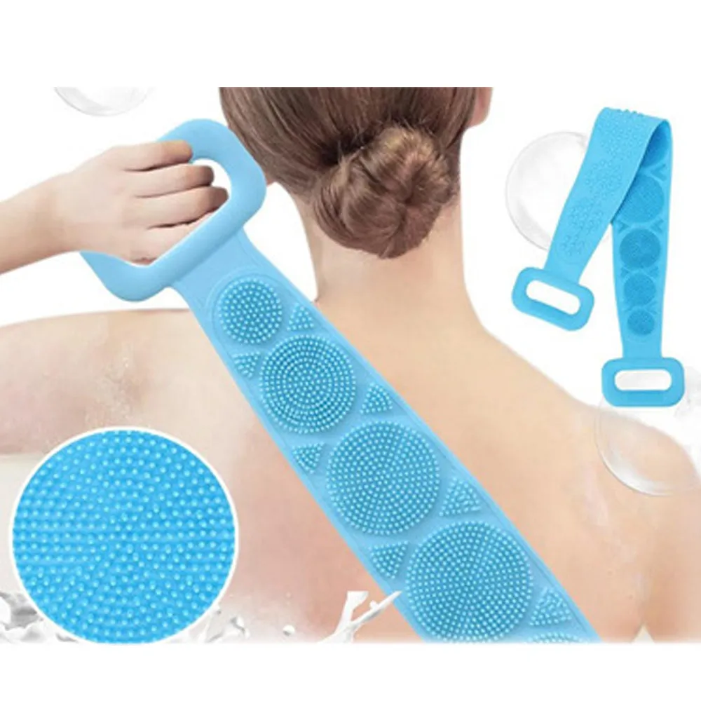 7275 Silicone Body Back Scrubber Double Side Bathing Brush for Skin Deep Cleaning, Scrubber Belt