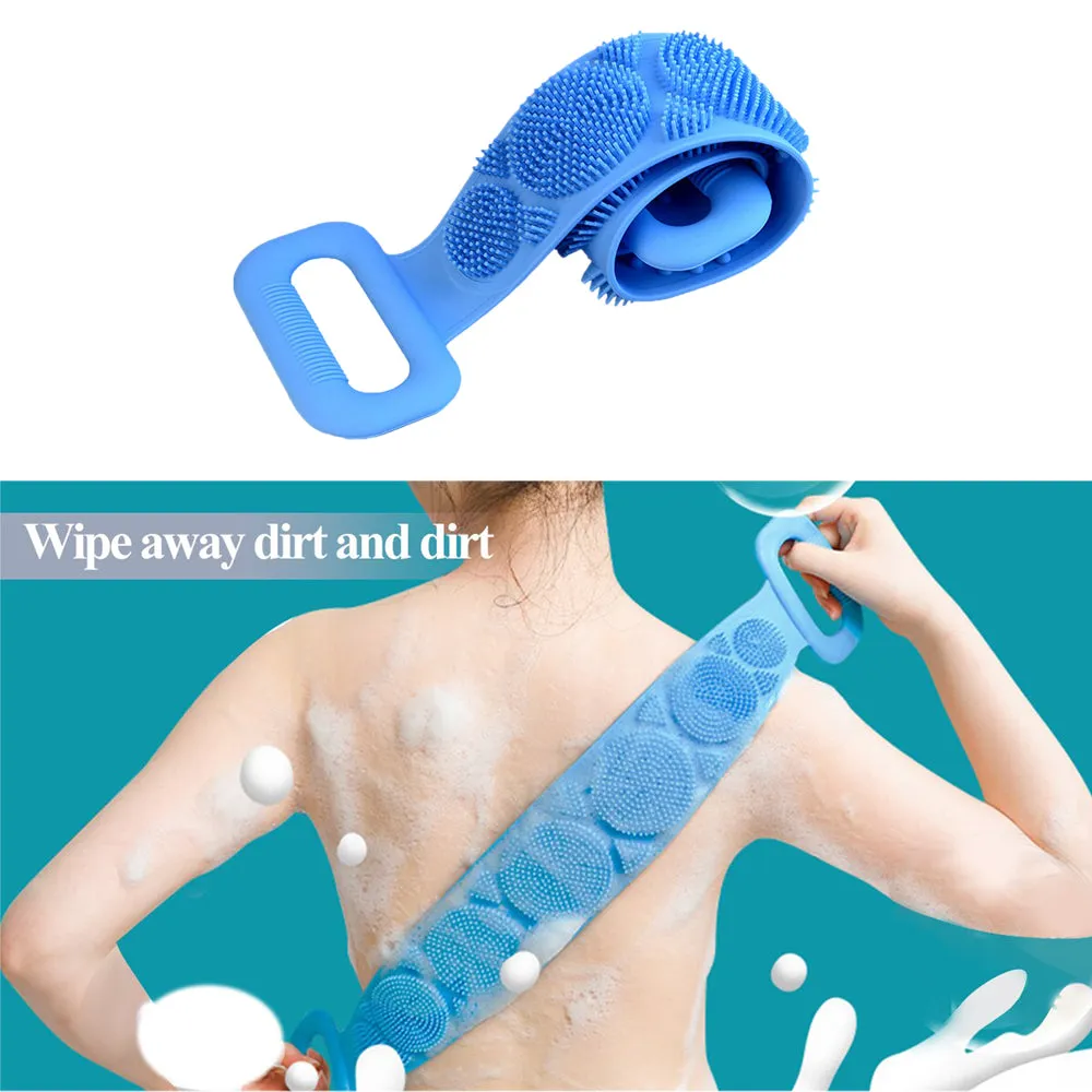 7275 Silicone Body Back Scrubber Double Side Bathing Brush for Skin Deep Cleaning, Scrubber Belt