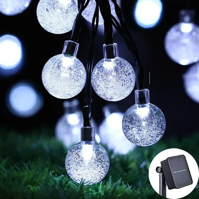 8 Modes Solar Light Crystal ball 5M/7M/12M/ LED String Lights Fairy Lights Garlands For Party /Outdoor Decoration/lawn decor