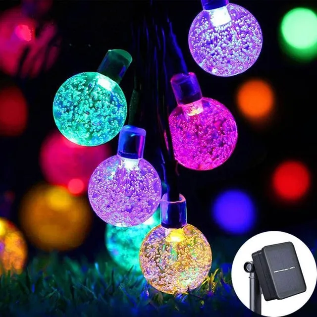 8 Modes Solar Light Crystal ball 5M/7M/12M/ LED String Lights Fairy Lights Garlands For Party /Outdoor Decoration/lawn decor