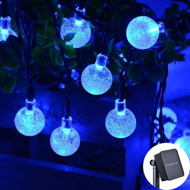 8 Modes Solar Light Crystal ball 5M/7M/12M/ LED String Lights Fairy Lights Garlands For Party /Outdoor Decoration/lawn decor