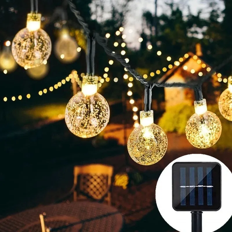 8 Modes Solar Light Crystal ball 5M/7M/12M/ LED String Lights Fairy Lights Garlands For Party /Outdoor Decoration/lawn decor