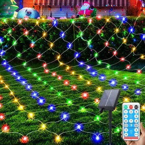 8 Modes Solar Power LED Net Curtain light Mesh Fairy String Light Christmas New Year Decoration Outdoor Waterproof Street Garland