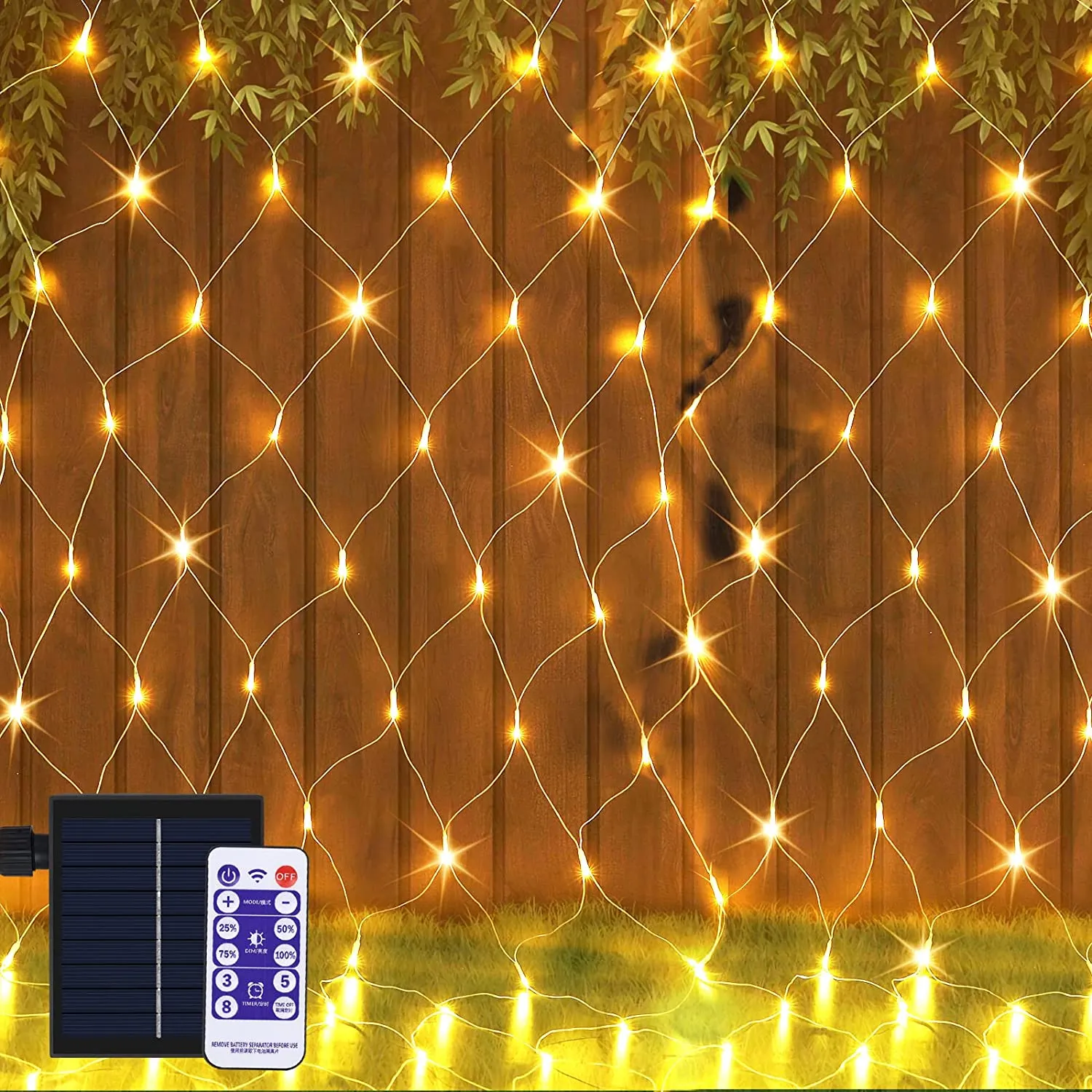 8 Modes Solar Power LED Net Curtain light Mesh Fairy String Light Christmas New Year Decoration Outdoor Waterproof Street Garland