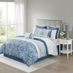 8 Piece Shawnee Comforter Set - Blue