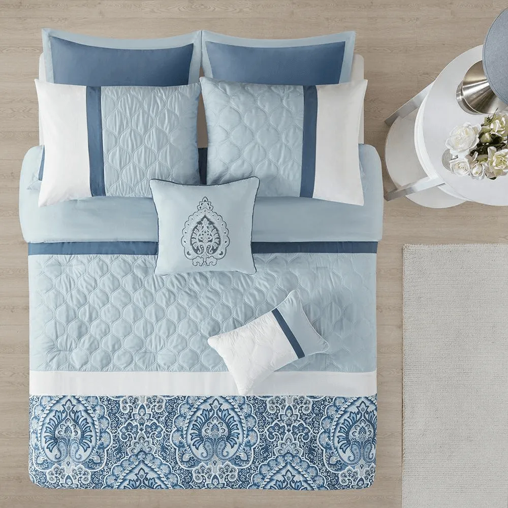 8 Piece Shawnee Comforter Set - Blue