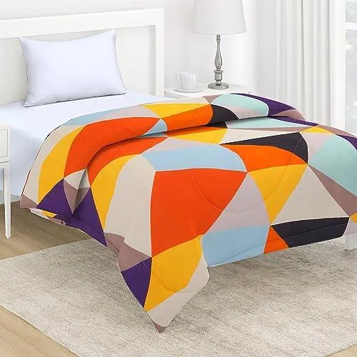 AC Comforter and Bedding Set for Single Bed, Multicolor Abstract Geometric