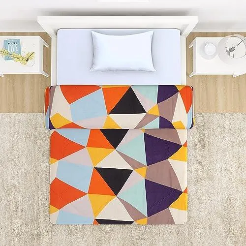 AC Comforter and Bedding Set for Single Bed, Multicolor Abstract Geometric