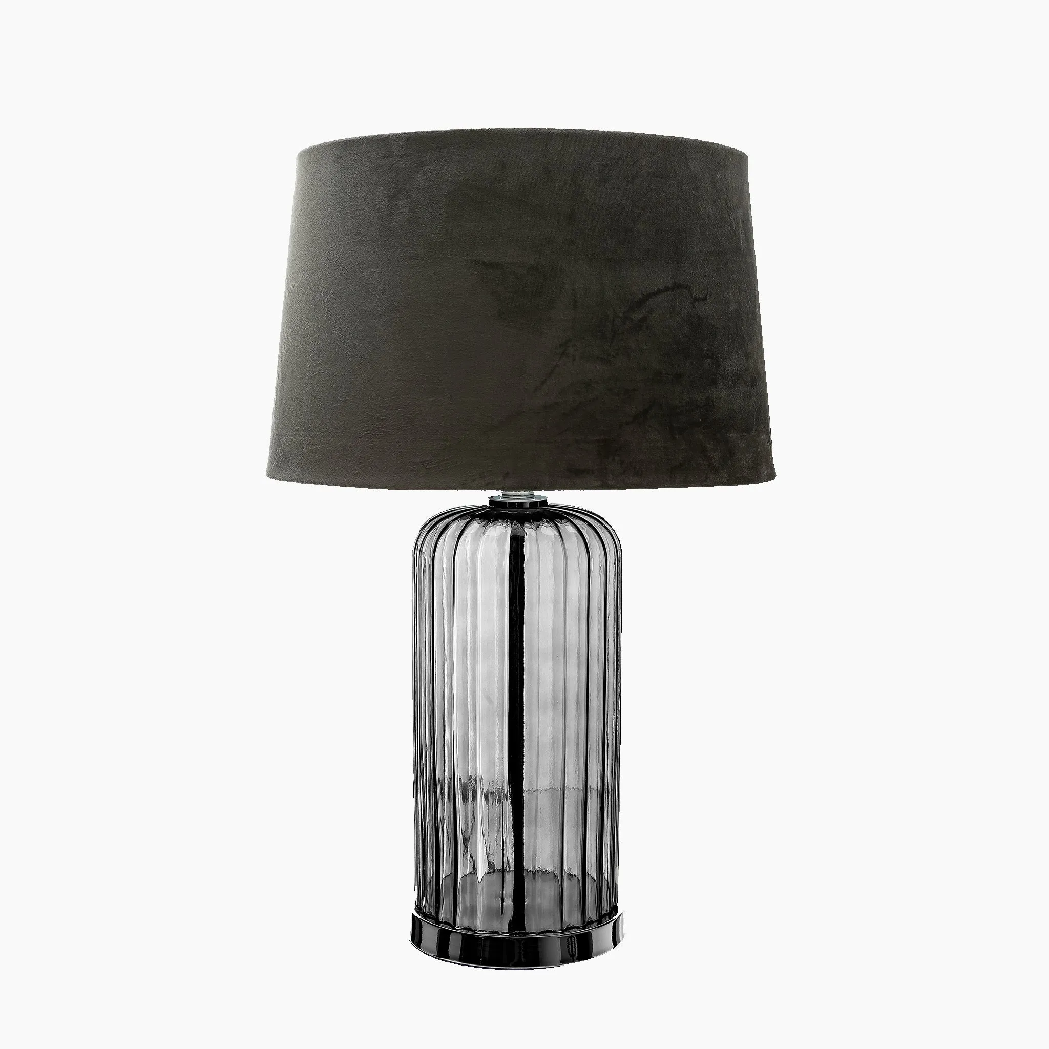 Alberta Metallic Glass Lamp With Velvet Shade