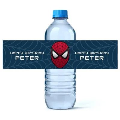 Amazing Spiderman Birthday Water Bottle Labels