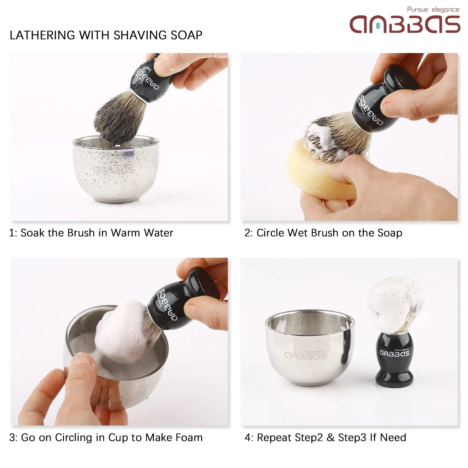 Anbbas Badger Shaving Brush with ABS Hanging Holder for Traditional Shave