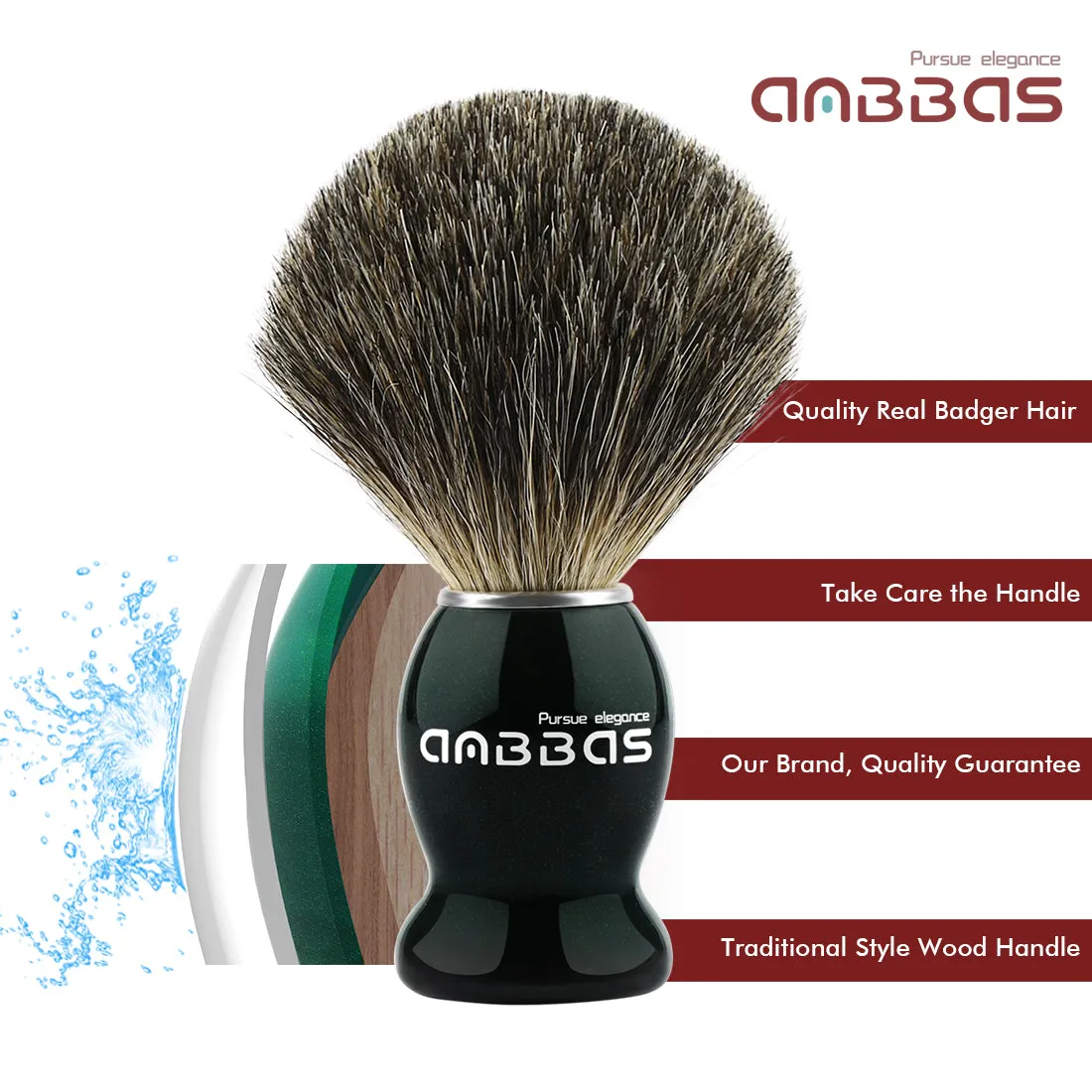 Anbbas Badger Shaving Brush with ABS Hanging Holder for Traditional Shave