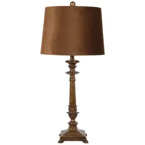 Antique Brass Table Lamp With Biscuit Shade